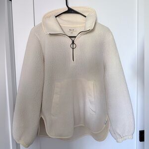 Madewell Cream Fleece Quarter-Zip Pullover